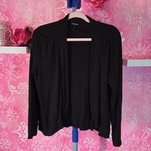 Daisy Fuentes Elegant Black Open-Front Cardigan